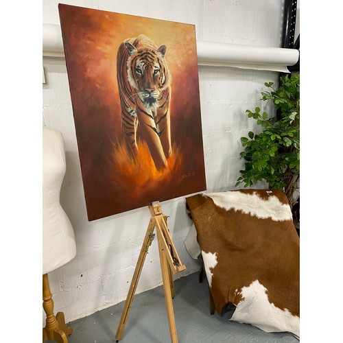 80A - Large Oil on canvas of a tiger by Cornish visionary artist Keith English, b.1935-2016, AF