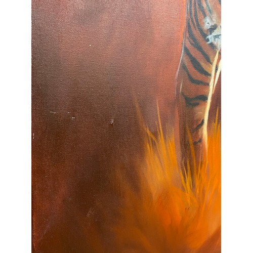 80A - Large Oil on canvas of a tiger by Cornish visionary artist Keith English, b.1935-2016, AF