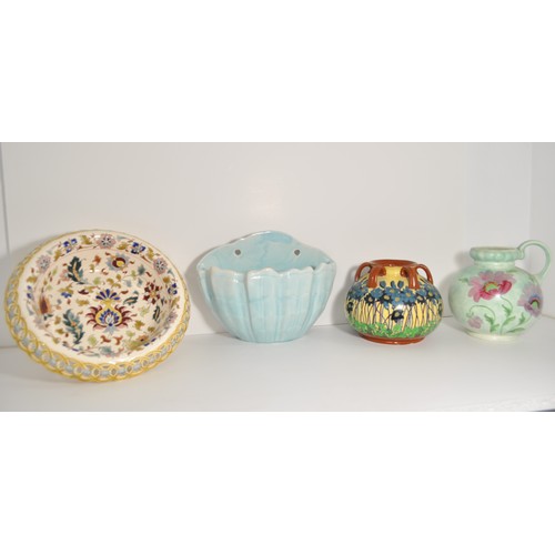 102 - A group of collectable ceramics to include a Charles Wileman Foley Intarsio Art Nouveau six Handled ... 