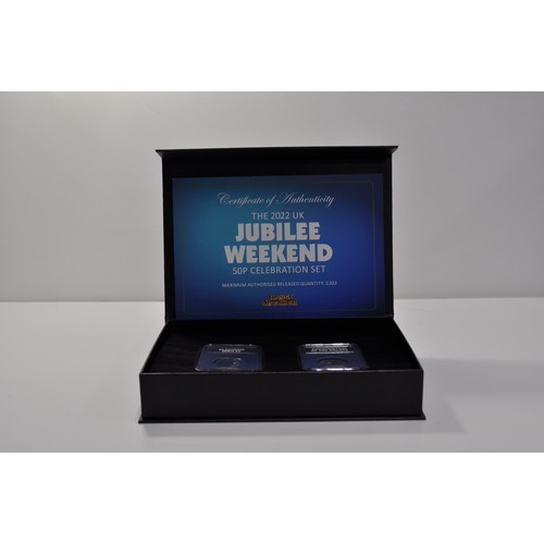 99 - Westminster Collection 2022 UK Jubilee Weekend 50p Celebration Set, with Certificate