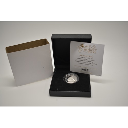 206 - 2021 Silver proof 50p Queen Elizabeth's 95th Birthday, with Certificate 0493/4995. Country of Issue ... 