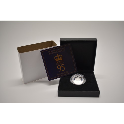 207 - 2021 Silver proof 50p Queen Elizabeth's 95th Birthday, with Certificate 0498/4995. Country of Issue ... 