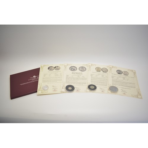 208 - London Mint Office - mixed capsulated coins in folders, .999 Silver Sovereign,  9.25ag Silver Threep... 