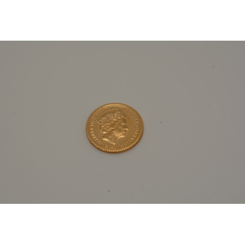 217 - 2021 Gibraltar Elizabeth & Lion BU Quarter Sovereign gold coin from The London Mint Office , weight ... 