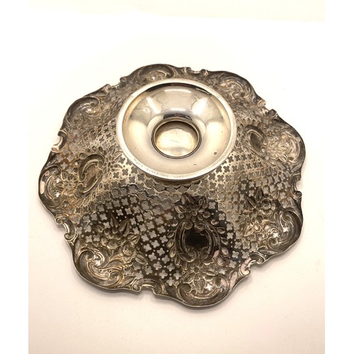 222 - James Dixon & Sons - Silver bon bon dish of pierced design with raised flower and scroll detailing, ... 