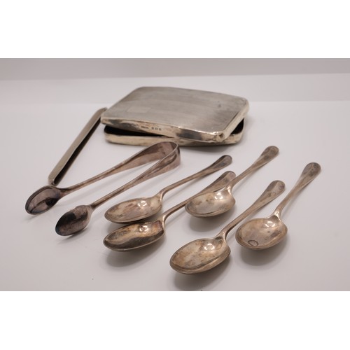 224 - Silver scrap consisting teaspoons, sugar tongs and other items, combined gross weight 156g