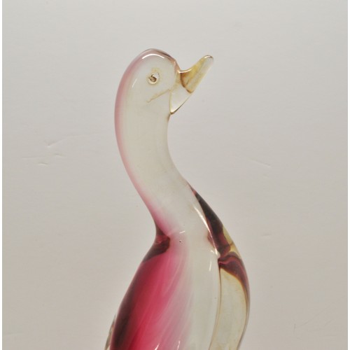 367 - Very large glass Duck on a ball, poss. Murano,  33cms tall x 16cms wide