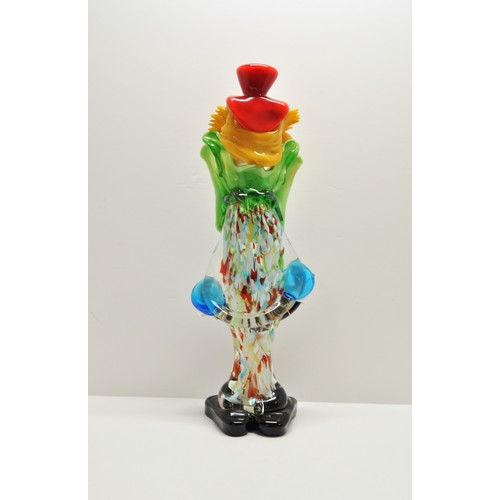 368 - Extremely large Murano style multicoloured clown with accordion, size H41cm x W15cm