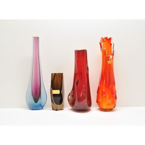 371 - Collection of venetian / Murano coloured vases, one of which with label V.Nason & C Murano