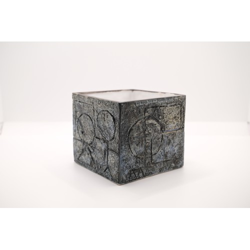 381 - Troika Cube Vase, L9cm x H8cm, Troika Cornwall England with initials to base