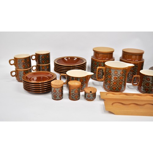 385 - Hornsea Bronte dinnerware to include tea set items,dinner plates, bowls, egg cups, storage jars, con... 