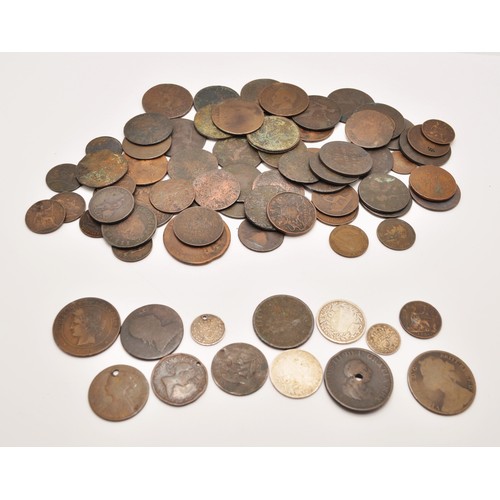 210 - Mixed coinage including Georgian, Victorian and Napoleon coins, some of which are silver