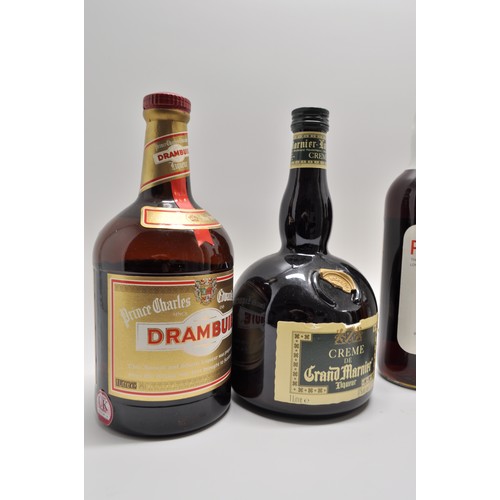 43 - 1980's 1Litre bottle of Prince Charles Edward's liqueur Drambuie 40%, 1Litre Creme de Grand Marnier ... 