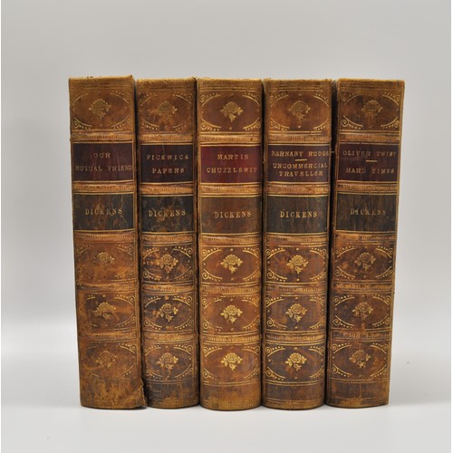 55 - x11 Charles Dickens novels from 1850's with inscription on Pickwick Papers to Mr Jackson 1872 a/f