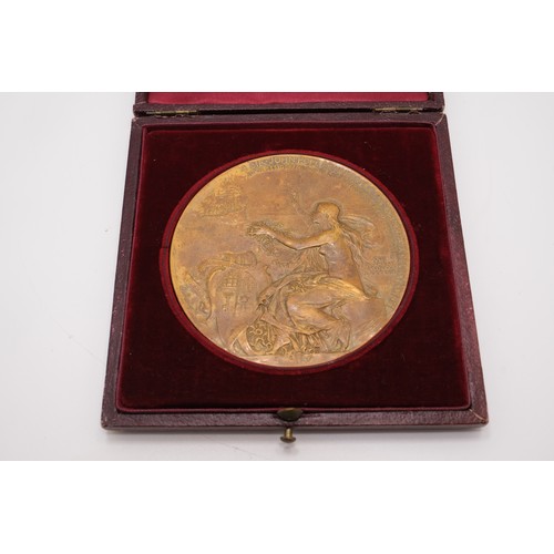 63 - Bronze medallion in box, Sir John Pope Hennessy (1834-1891), 15th Governor (1883-1889), his departur... 