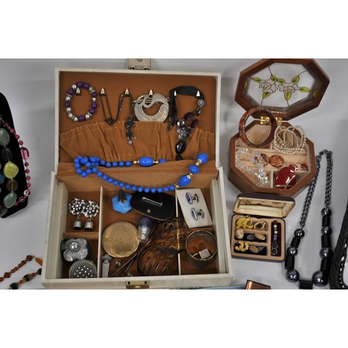 83 - Jewellery Boxes containing mixed costume jewellery and other items to include  rings, brooches, brac... 