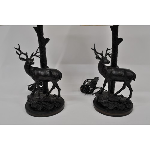 130 - A pair of stag table lamps by DAR, max H60cm,  AF one horn. Pat Tested.