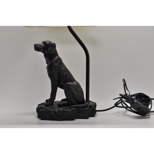 131 - RETRIEVER DOG TABLE LAMP WITH SHADE BY DAR, Approx max height with shade 51cm. PAT tested.