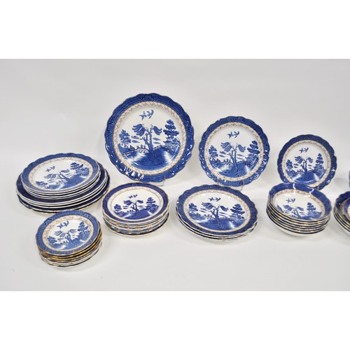 140 - A collection of blue and white China ware consisting of cups, plates, saucers and bowls etc. some ma... 