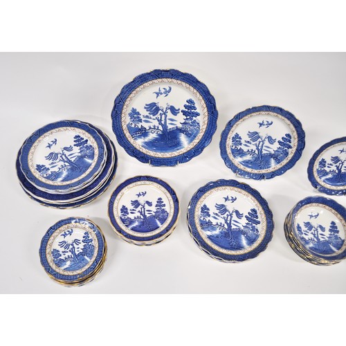 140 - A collection of blue and white China ware consisting of cups, plates, saucers and bowls etc. some ma... 