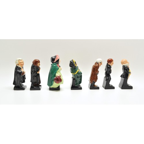 141 - A group of Royal Doulton miniature figures;   Scrooge, Fagin, Micawber, Buzfuz and Uriah Heep, Bumbl... 