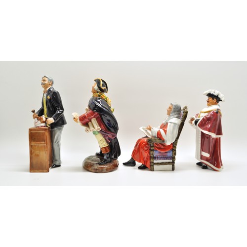 142 - Royal Doulton figures - Town Crier, the Auctioneer,  The Judge and The Mayor  (x4 items)