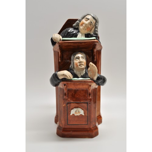 149 - Two Staffordshire/Staffordshire Style figures depicting Vicar & Moses / Night Watchman, approx max H... 