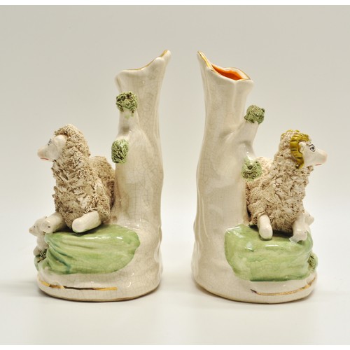 151 - Victorian Staffordshire Ram and Ewe spill vases, max H14cm