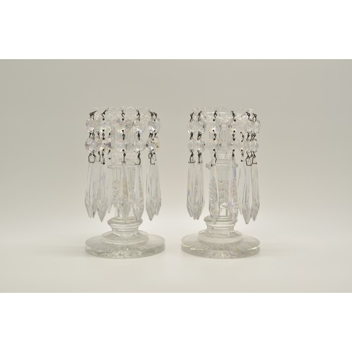 171 - A pair of glass/crystal lusters measuring approx H18cm