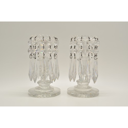 171 - A pair of glass/crystal lusters measuring approx H18cm