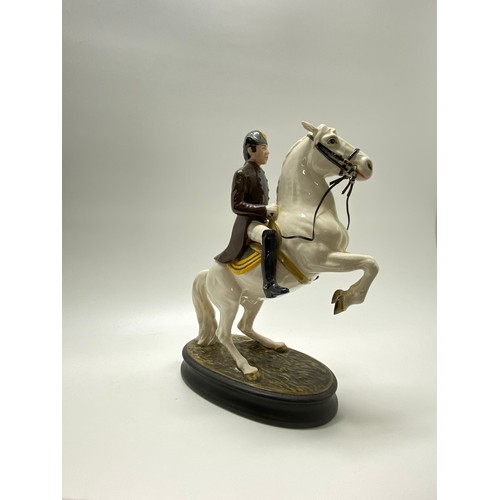 169 - Beswick Lipizzaner with Rider, oval base, model No. 2467, Beswick stamp to underside of horse. appro...