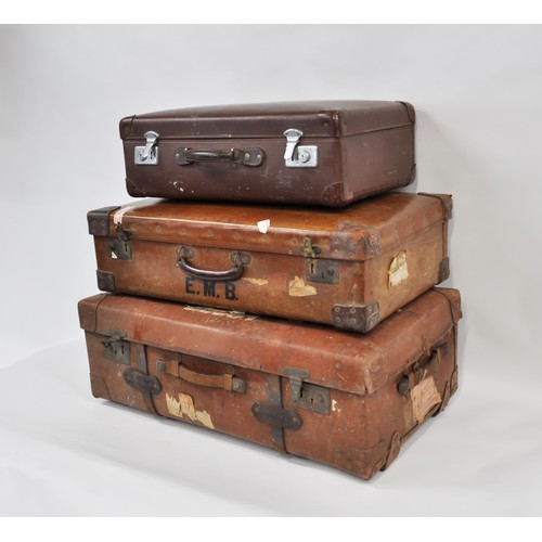 13 - X3 vintage travelling suitcases, Carver & Sons, Globetrotter, with labels.