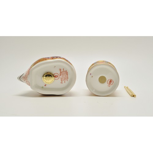 44 - Royal Crown Derby Orchard Hedgehog with gold stopper together with mini Toy Drum with sticks. Both b... 