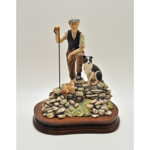 55 - Border Fine Art x3 models - One man and his dog, border collie figure and Jocks Pride, all signed Ay... 