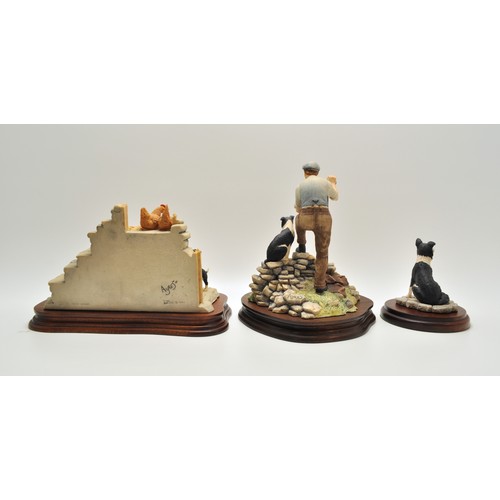 55 - Border Fine Art x3 models - One man and his dog, border collie figure and Jocks Pride, all signed Ay... 