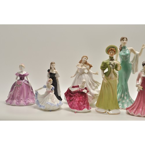 60 - Collection of lady figurines to include Royal Doulton, Royal Worcester and Coalport, some limited ed... 