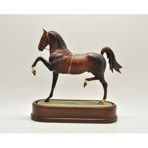 65 - Royal Worcester limited edition Hackney Stallion on wooden plinth 1975 by Doris Lindner, no. 353 of ... 