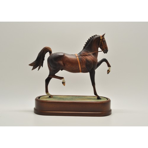 65 - Royal Worcester limited edition Hackney Stallion on wooden plinth 1975 by Doris Lindner, no. 353 of ... 