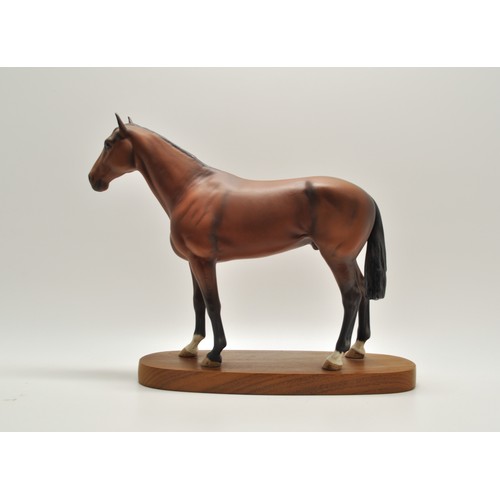 68 - Beswick Nijinsky 1970 winner of the triple crown, finished in light matt brown, standing on wooden p... 