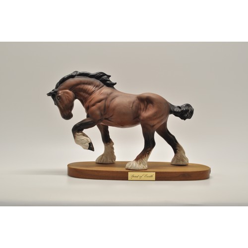 72 - Beswick Shire Horse Figure 'The Spirit of Earth' on wooden plinth. Approx H22cm, L29cm