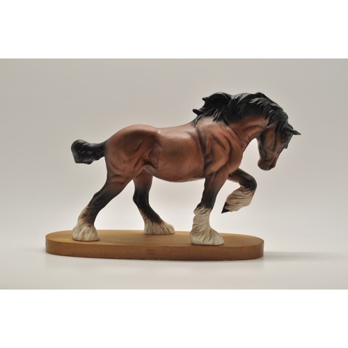 72 - Beswick Shire Horse Figure 'The Spirit of Earth' on wooden plinth. Approx H22cm, L29cm