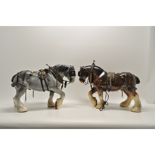 73 - Two Sylvac shire horses size height 26 cms x 32 cms long