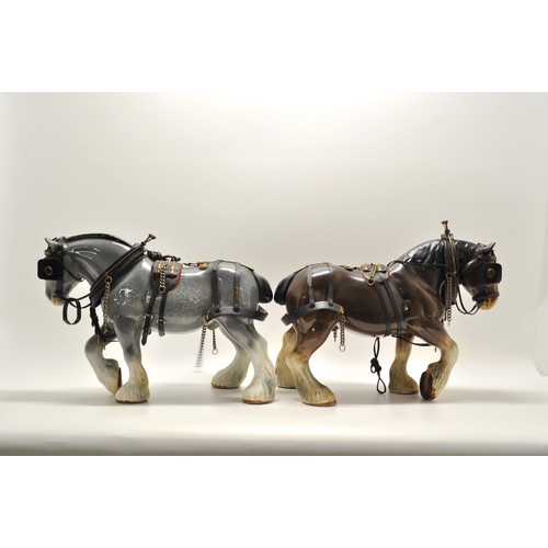 73 - Two Sylvac shire horses size height 26 cms x 32 cms long