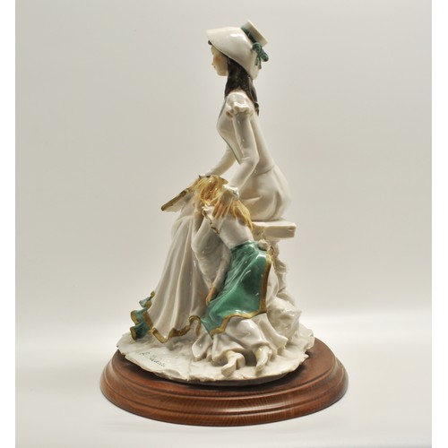 80 - A resin Capodimonte style figure of elegant lady reading to child, signed A. Belcari, approx H31cm