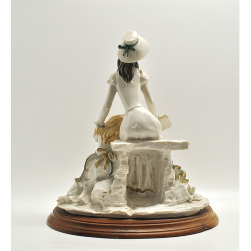 80 - A resin Capodimonte style figure of elegant lady reading to child, signed A. Belcari, approx H31cm