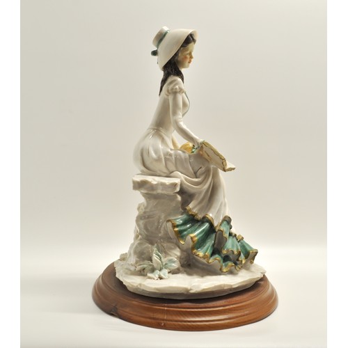 80 - A resin Capodimonte style figure of elegant lady reading to child, signed A. Belcari, approx H31cm