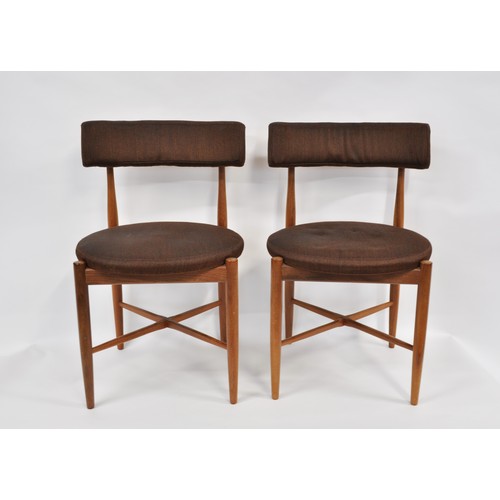 88 - X2 G Plan teak and  fabric mid-century fresco/dining chairs