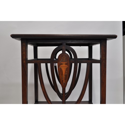 92 - VICTORIAN occasional table with marquetry inlaid detailing by Moore & Hunton London, approx H76cm x ... 