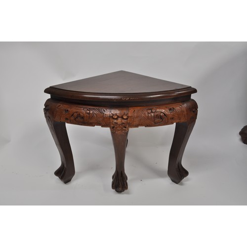 93 - Opium table complete with glass top, under the glass is a heavily 3D carved oriental scene, includes... 