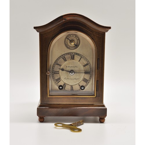 100 - Winterhalder & Hofmeier mantle clock, retailer  W.Bryford & Sons of Eastbourne & Exeter, with key, a... 